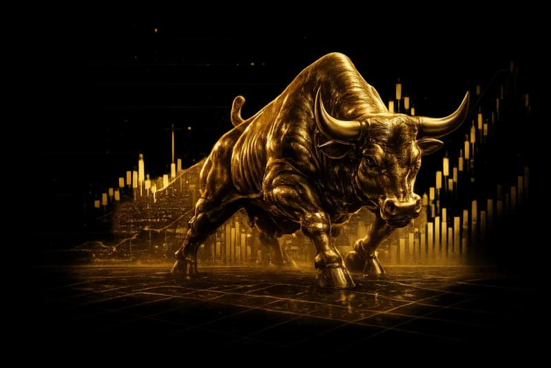 Golden bull charging — a bullish Indian stock market Golden bull charging — a bullish Indian stock market